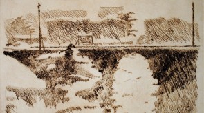 1975  "Paesaggio con ponte"  (puntasecca su rame mm170x247)