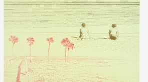 1994 "Guardando l'oceano"  (acquaforte su rame a due colori con fondino giallo, mm 246x350)
